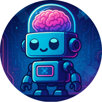 Cute vector robot with brain