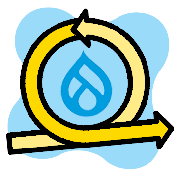What Sets Successful Drupal Projects Apart icon showing an agile loop with the Drupal droplet inside