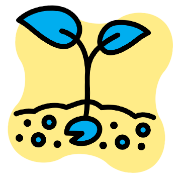 Foundational growth icon showing a seedling growing from a seed