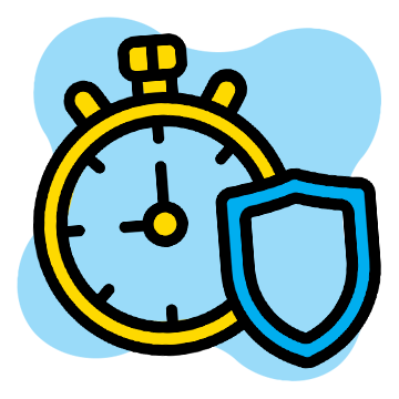 Vector graphic of a stopwatch and security shield