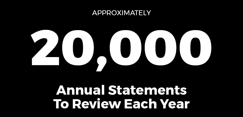 Approx 20,000 annual statements to review annually