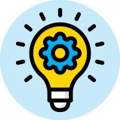 Real-Time Innovation vector icon of a light bulb with gear inside of it