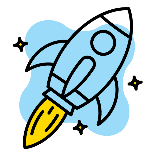 Rocket ship icon to represent forward thinking