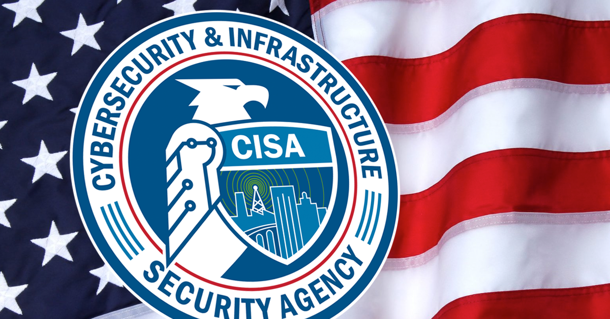 Cybersecurity & Infrastructure Security Agency (CISA) logo seal on top of the American flag announcing new Cyber Grant Program